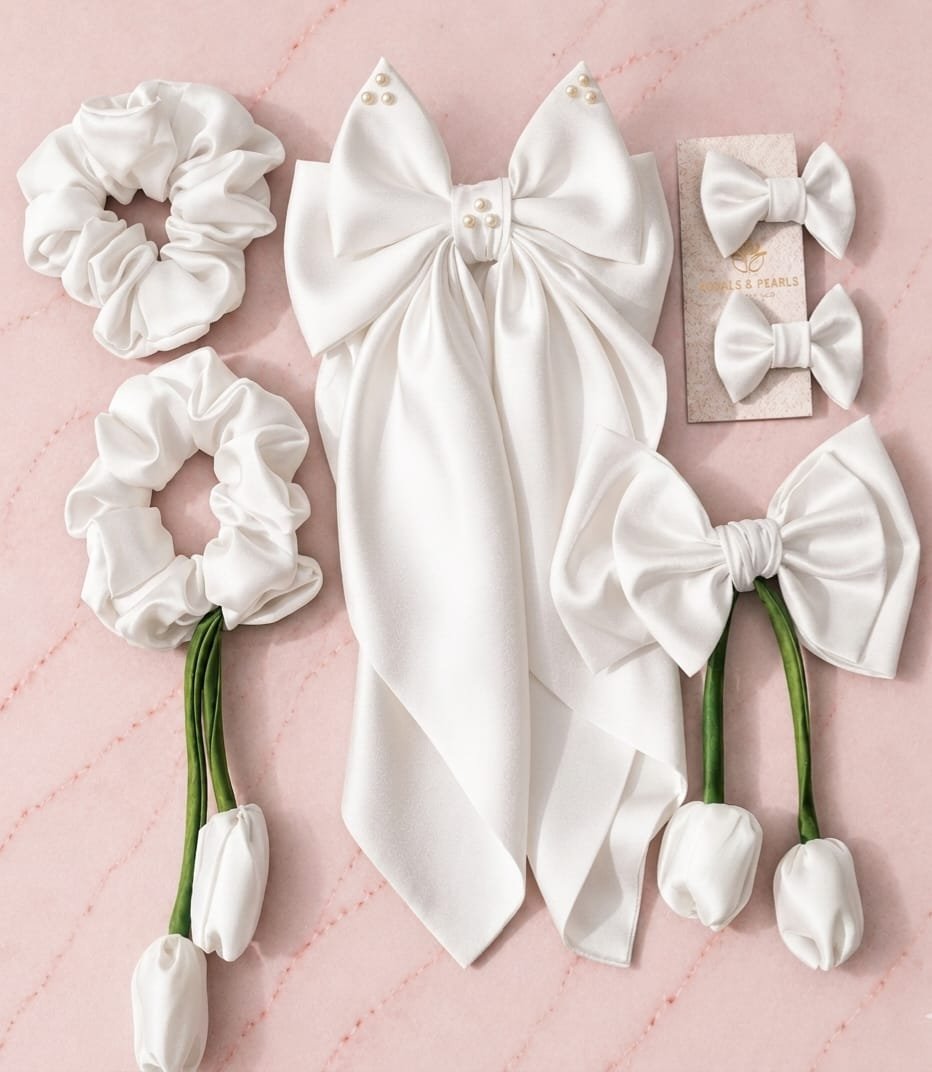 Cute bow with scrunchies set combo